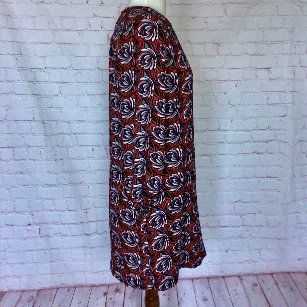 LOFT Red Floral Long Sleeve Midi Dress - Size XSP - Picture 4 of 8